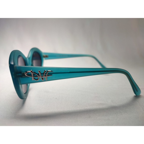 Vintage Diane Von Furstenberg Color Authority Teal Round Sunglasses 51/22/140 main image 11
